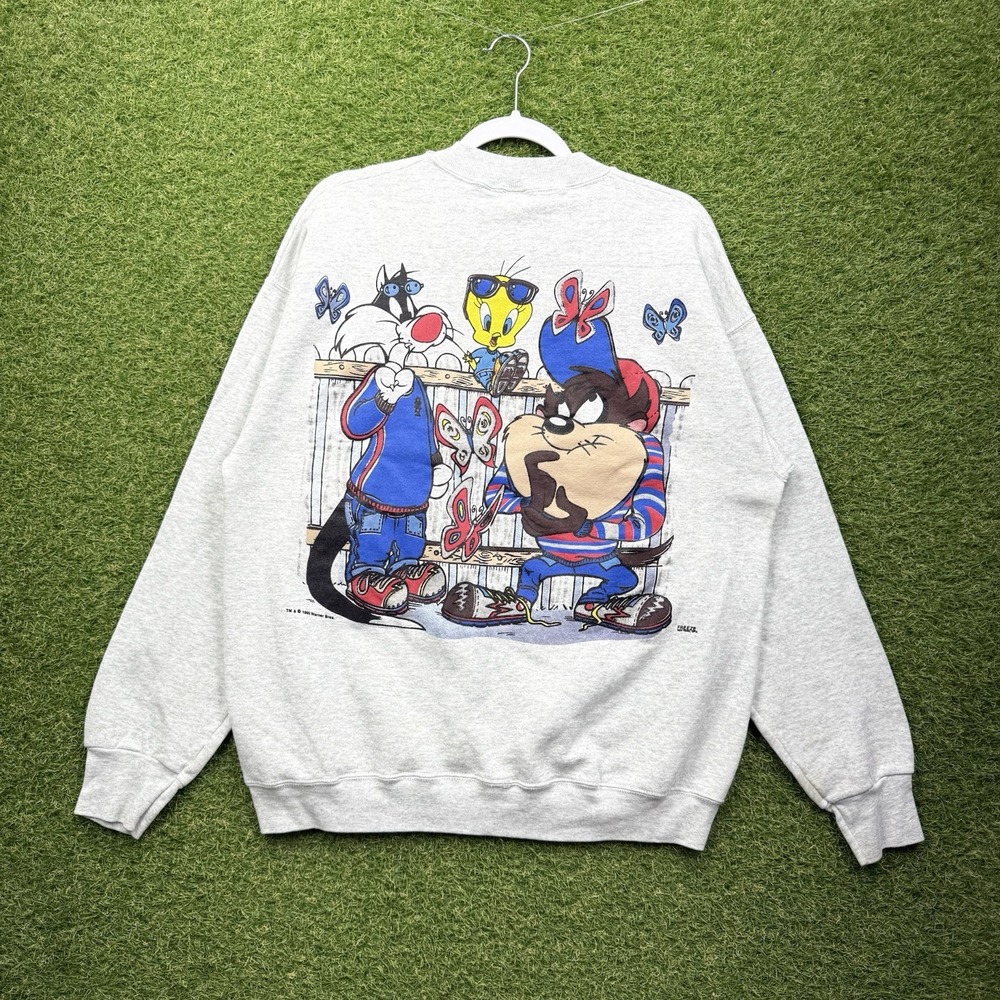 Vintage Tweety Taz Warner Bros Sweatshirt Mens XL Freeze 1995 Crewneck Sylvester